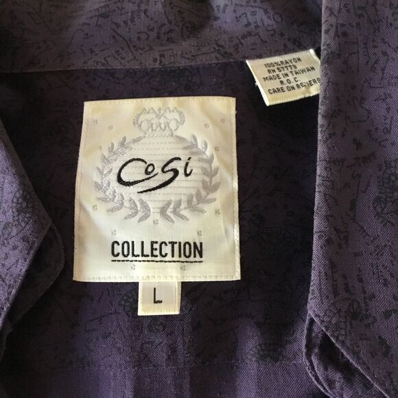 Cosi Collection Men’s Long Sleeve Purple & Black Button Down Shirt Size Large - Picture 7 of 7